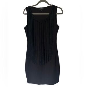 Reserved Black Fringe Sleeveless Mini Dress